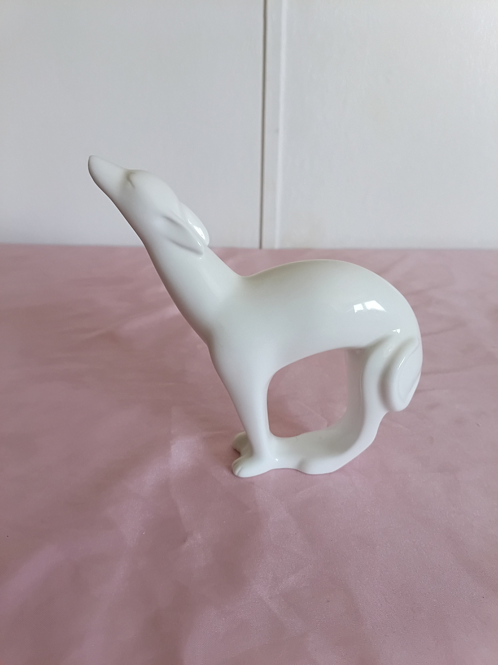 Vintage Unicorn Studio Fine Bone China White Dog Statue Figurine -C29